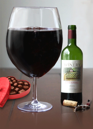 Big Wine Glass Val Valentine's Day card Big Wine Glass Val Funny Valentine's Day It's okay to celebrate Valentine's Day with one glass of wine!