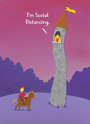 Rapunzel Valentine's Day Valentine's Day card Rapunzel Valentine's Day Funny Valentine's Day Rapunzel is socially distancing in her tower on this funny covid qurantine valentine's day greeting card, It's Valentine's Day, let your hair down!