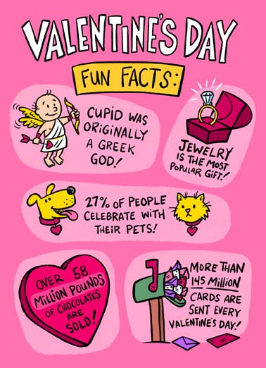Valentine's Day Facts Valentine's Day card Valentine's Day Facts Funny Valentine's Day Say Happy Valetnine's Day with these fun facts on a greeting card, Fact: I want you to have a really happy Valentine's Day!