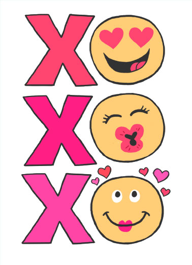XO Emoji VAL Valentine's Day card XO Emoji VAL Funny Valentine's Day Sending you Valentine's Day Hugs and KIsses